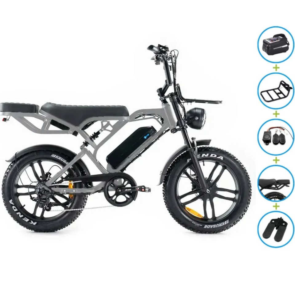 QM V20 PRO Luxury Full Option - grijs - elektrische fatbike