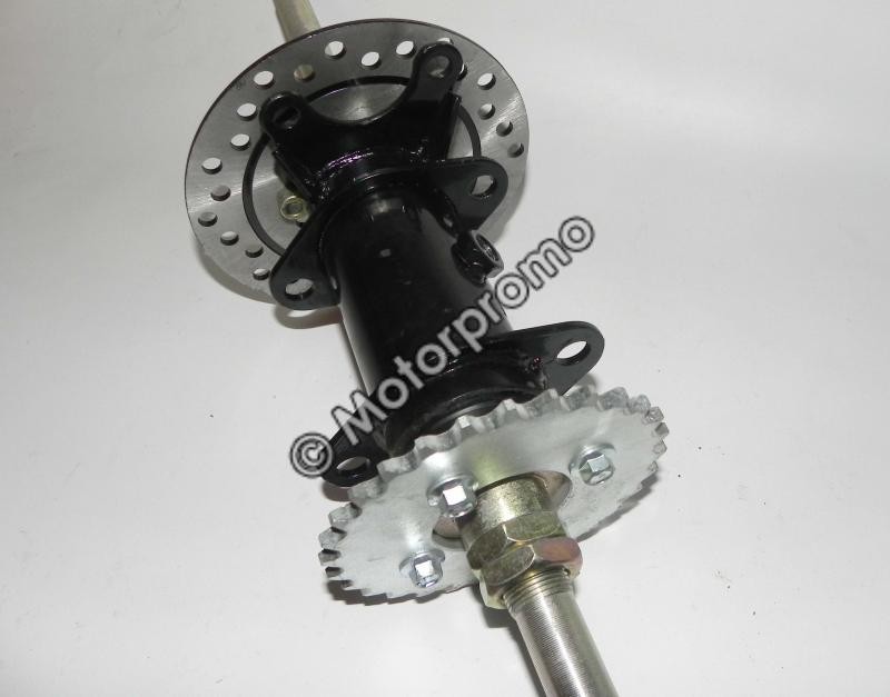 (28A3a) Achteras met lagerhuis incl. tandwiel en remschijf ATV