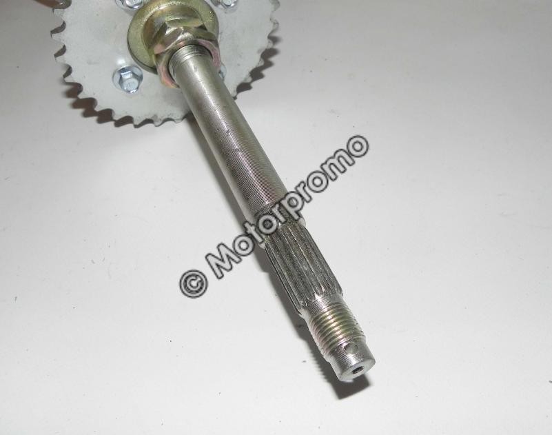 (28A3a) Achteras met lagerhuis incl. tandwiel en remschijf ATV