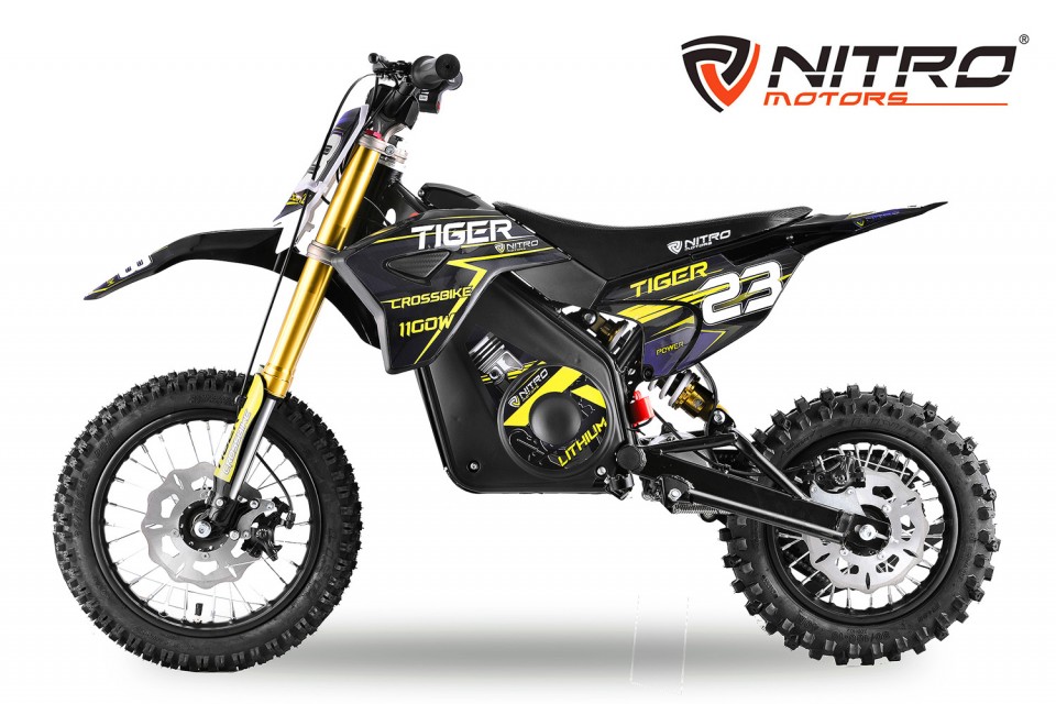 Eco Dirtbike 1100W Tiger DLX 12 Blue lithium accu 13ah
