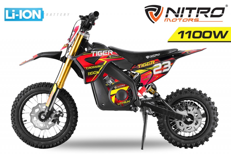 Eco Dirtbike 1100W Tiger DLX 12 Red lithium accu 10ah