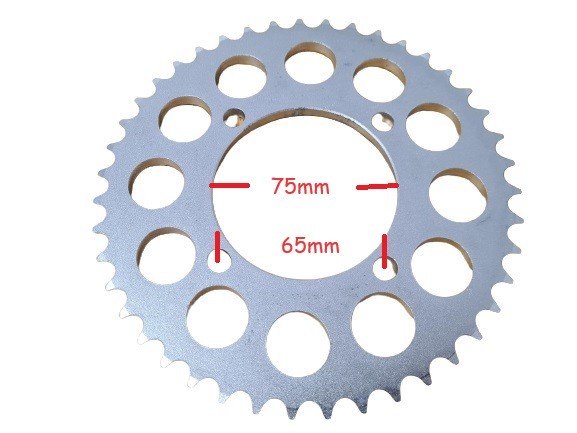 (15A4c)  Achtertandwiel 428 - 43 (as 76 / steek 65)