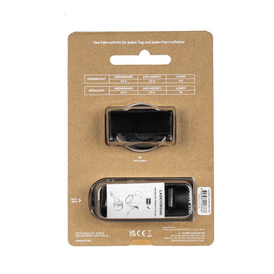Knog voor en achterlamp - Black (250/10 Lumen) (61-3-e)