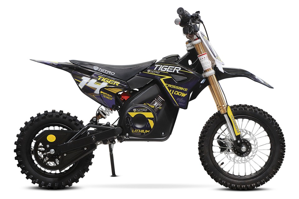 Eco Dirtbike 1100W Tiger DLX 12 Yellow lithium accu 10ah