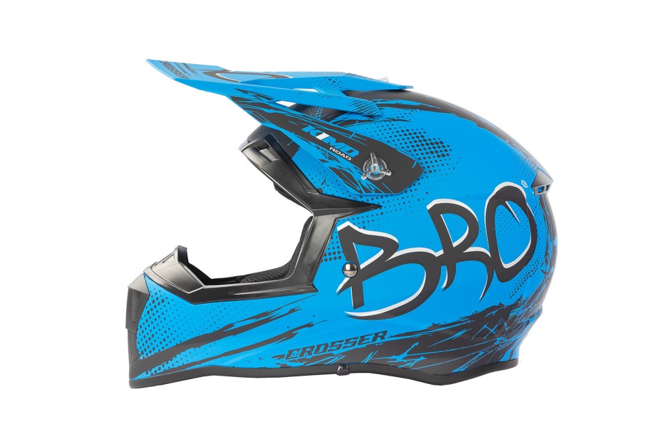 KIMO BRO Kinder Crosshelm Helm Sport Mat-Blue ECE