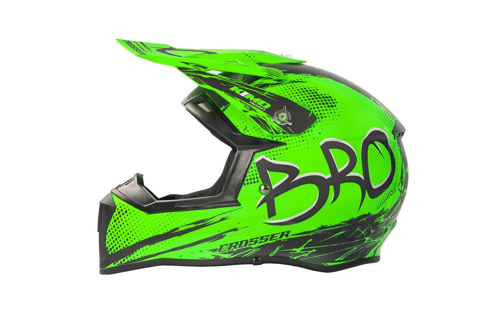 KIMO BRO Kinder Crosshelm Helm Sport Mat-Green ECE