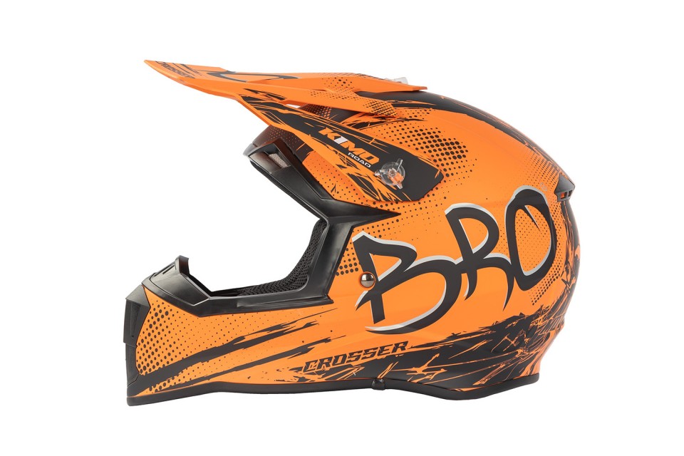 KIMO BRO Kinder Crosshelm Helm Sport Mat-Orange ECE
