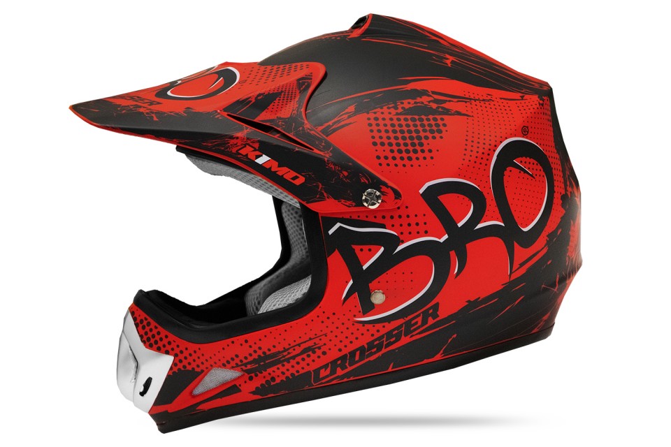 KIMO BRO Kinder Crosshelm Helm Sport Mat-Red