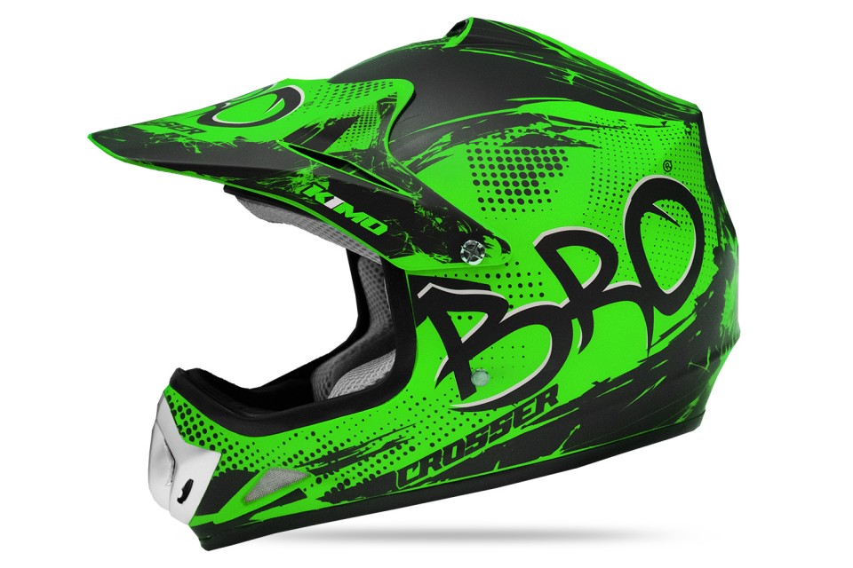 KIMO BRO Kinder Crosshelm Helm Sport Mat-Green