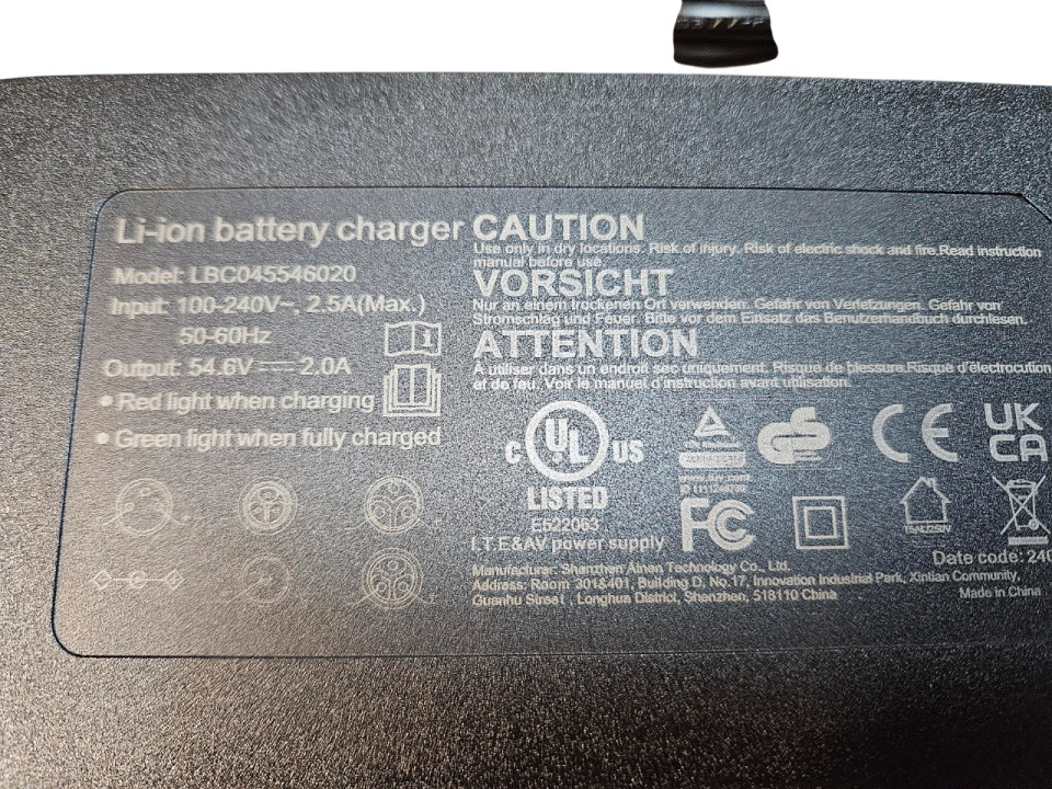 Accu oplader 48V / 2.0Ah 1 pin (112-3-b)