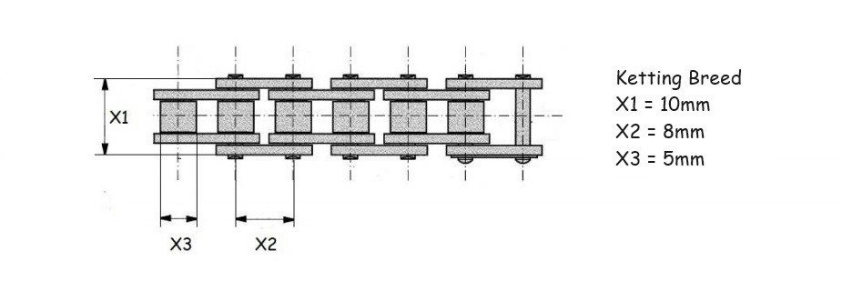 (5D4a) ketting breed 50 schakel mini cross en mini atv