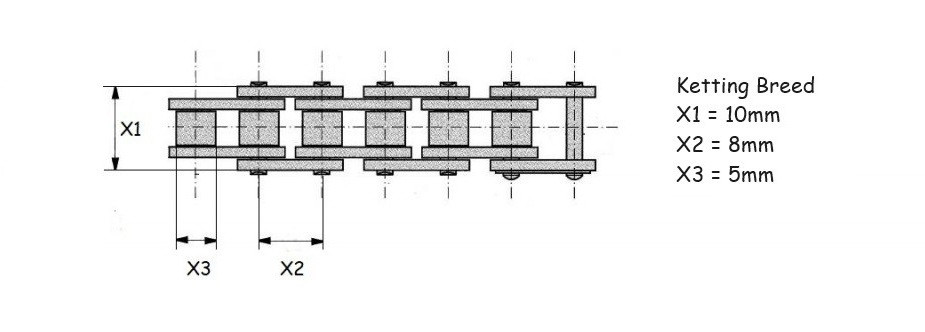 (5D6a) ketting breed 59 schakel mini cross en mini atv