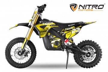 Eco Dirtbike 1000W Tiger DLX 12 Yellow lood accu