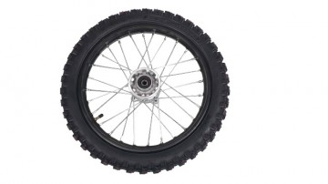 (210D3a) 14 inch velg + band + binnenband (voor) as 15mm